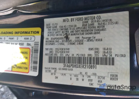 2014 Ford Fusion Se from USA, damaged, VIN 3FA6P0HDXER210891